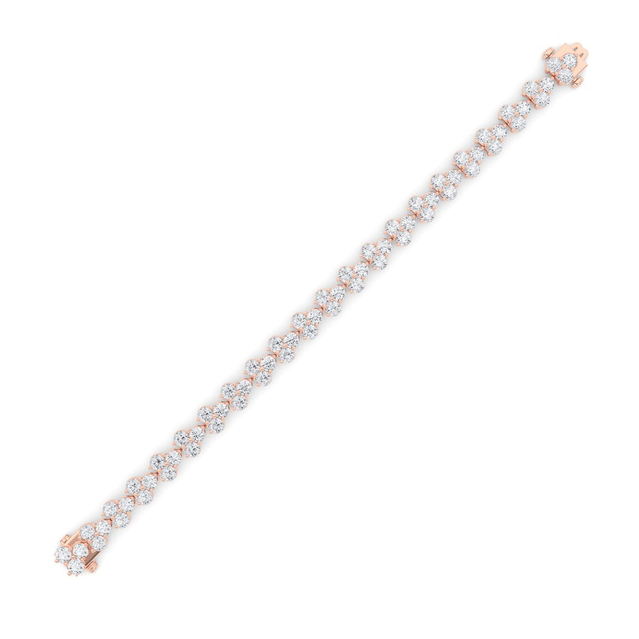 13CTW Round Shaped Lab Grown Diamond (F/VS) Cluster Bracelet in 14K Gold