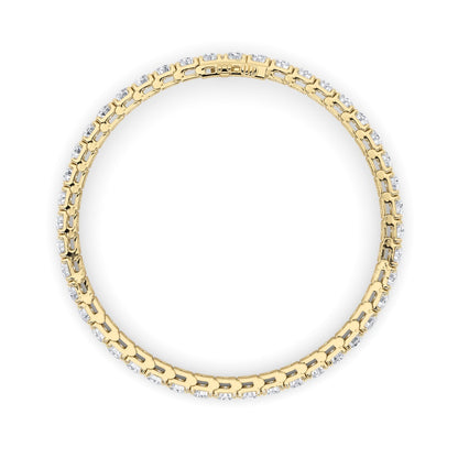 9CTW Round Shaped Lab Grown Diamond (F/VS) Bracelet in 14K Gold