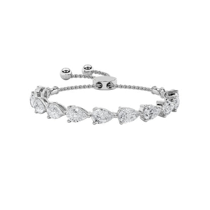 3.5CTW Pear Shaped Lab Grown Diamond (F/VS) Bolo Bracelet in 14K Gold