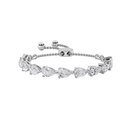 3.5CTW Pear Shaped Lab Grown Diamond (F/VS) Bolo Bracelet in 14K Gold