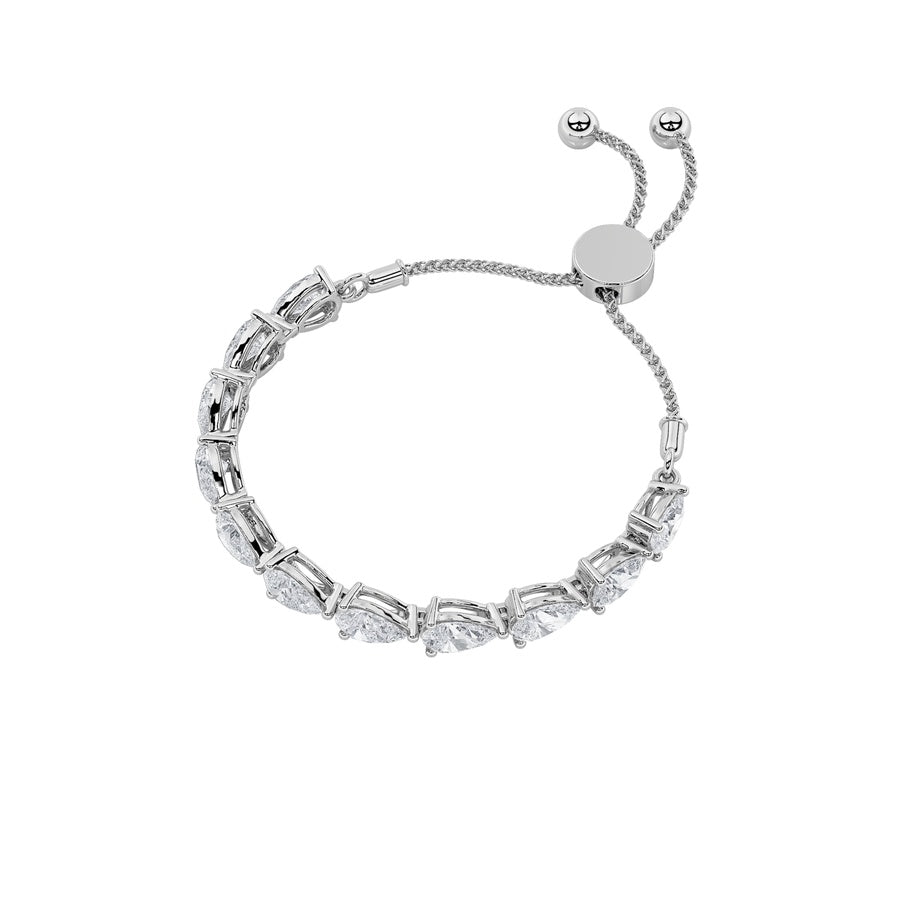 3.5CTW Pear Shaped Lab Grown Diamond (F/VS) Bolo Bracelet in 14K Gold
