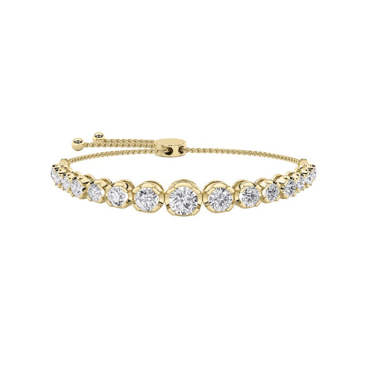 3.5CTW Round Shaped Lab Grown Diamond (F/VS) Bolo Bracelet in 14K Gold