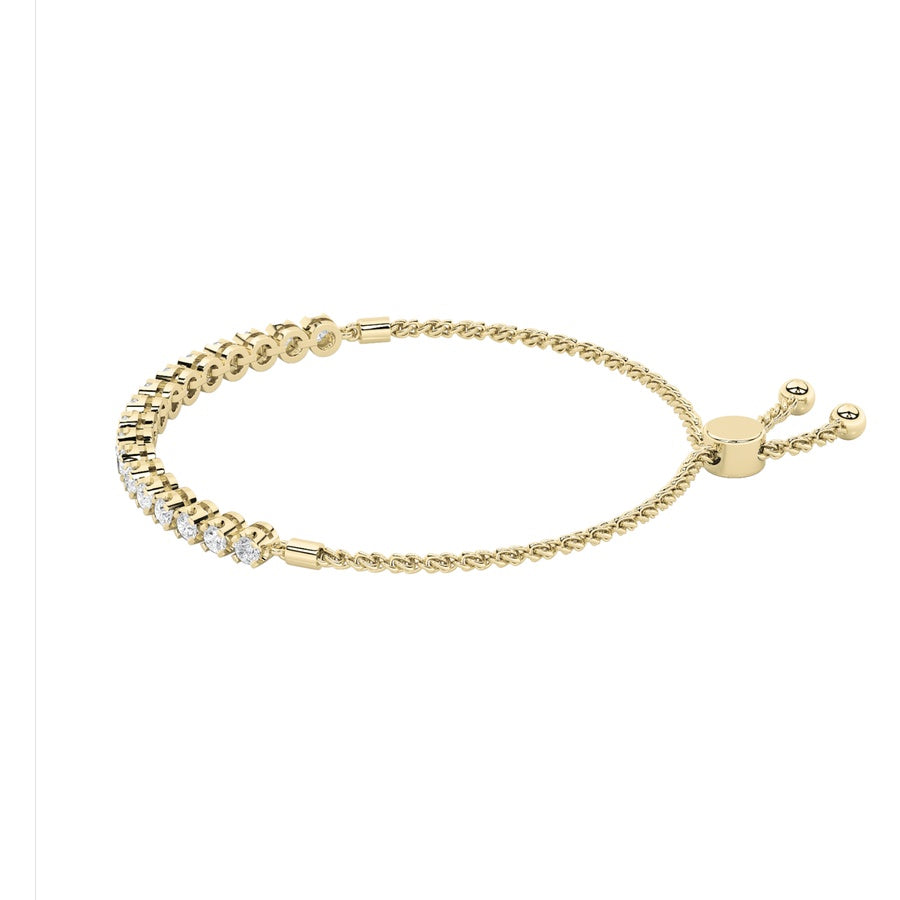 1CTW Round Shaped Lab Grown Diamond (F/VS) Bolo Bracelet in 14K Gold