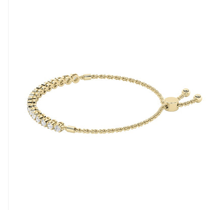 1CTW Round Shaped Lab Grown Diamond (F/VS) Bolo Bracelet in 14K Gold
