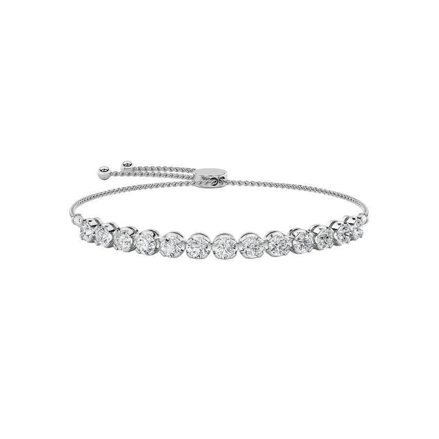 2.5CTW Round Shaped Lab Grown Diamond (F/VS) Bolo Bracelet in 14K Gold