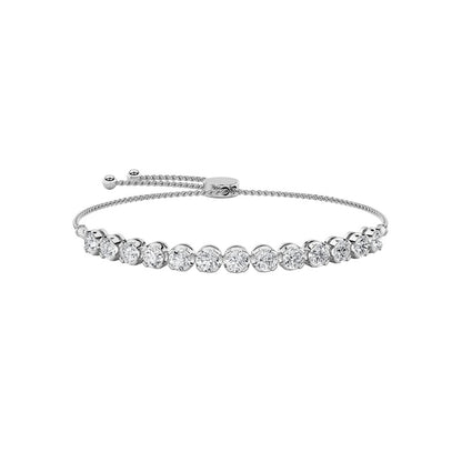 2.5CTW Round Shaped Lab Grown Diamond (F/VS) Bolo Bracelet in 14K Gold