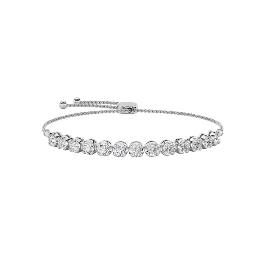 2.5CTW Round Shaped Lab Grown Diamond (F/VS) Bolo Bracelet in 14K Gold