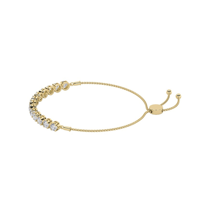 2.5CTW Round Shaped Lab Grown Diamond (F/VS) Bolo Bracelet in 14K Gold