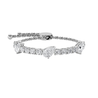 4.5CTW Pear Shaped Lab Grown Diamond (F/VS) Bolo Bracelet in 14K Gold