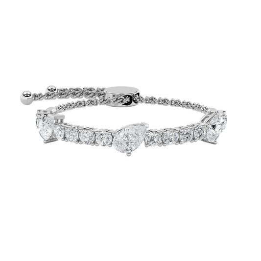 4.5CTW Pear Shaped Lab Grown Diamond (F/VS) Bolo Bracelet in 14K Gold