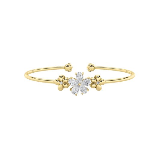 1.5CTW Pear Shaped Lab Grown Diamond (F/VS) Fancy Flower Bangle Bracelet in 14K Gold