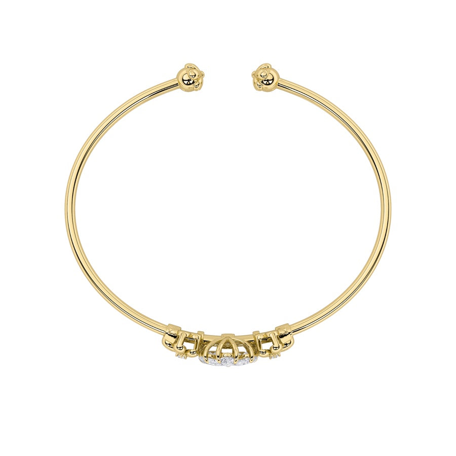 1.5CTW Pear Shaped Lab Grown Diamond (F/VS) Fancy Flower Bangle Bracelet in 14K Gold