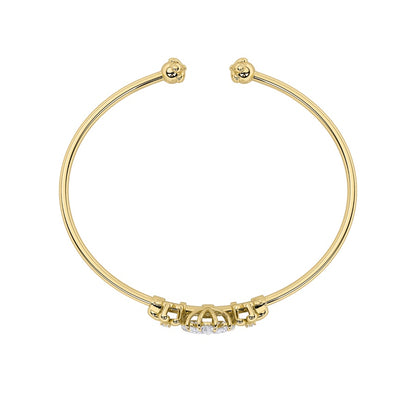 1.5CTW Pear Shaped Lab Grown Diamond (F/VS) Fancy Flower Bangle Bracelet in 14K Gold