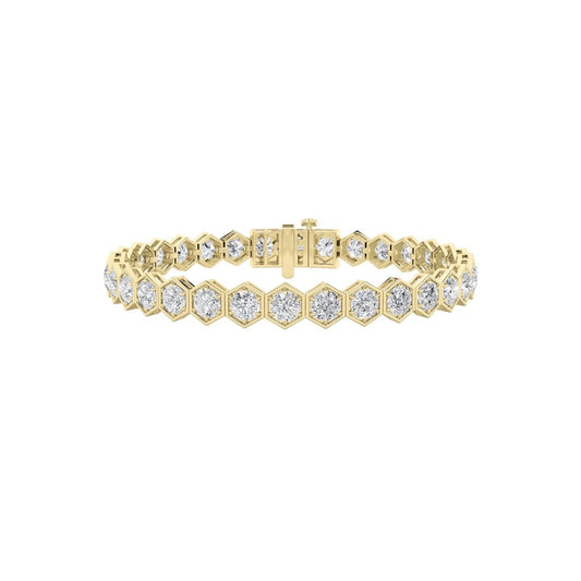 10CTW Round Shaped Lab Grown Diamond (F/VS) Bracelet in 14K Gold