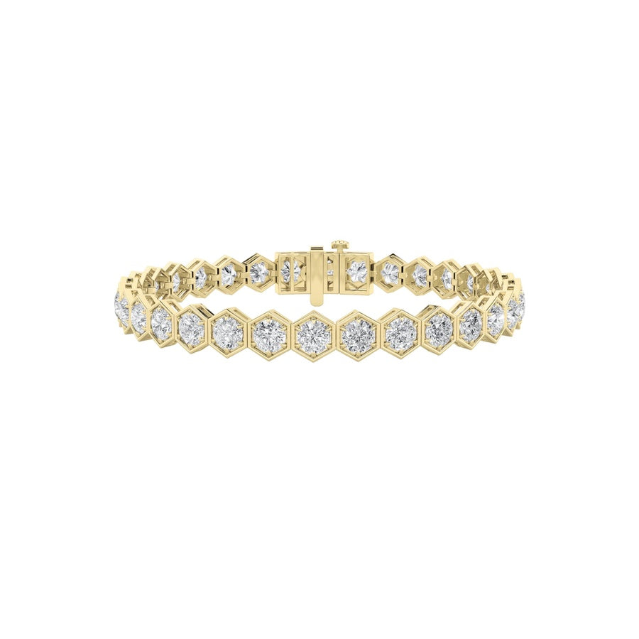 10CTW Round Shaped Lab Grown Diamond (F/VS) Bracelet in 14K Gold