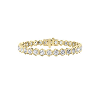 10CTW Round Shaped Lab Grown Diamond (F/VS) Bracelet in 14K Gold
