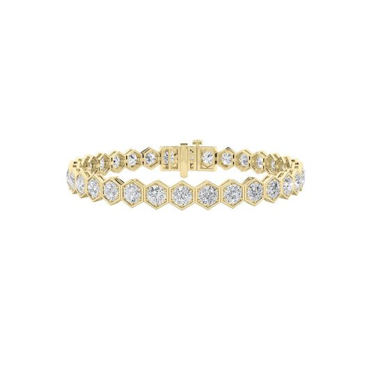 10CTW Round Shaped Lab Grown Diamond (F/VS) Bracelet in 14K Gold