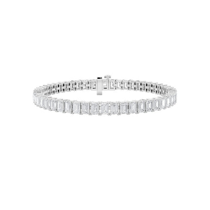 15CTW Emerald Shaped Lab Grown Diamond North South Bracelet in 14K Gold (F/VS)