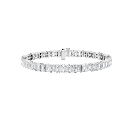 15CTW Emerald Shaped Lab Grown Diamond North South Bracelet in 14K Gold (F/VS)