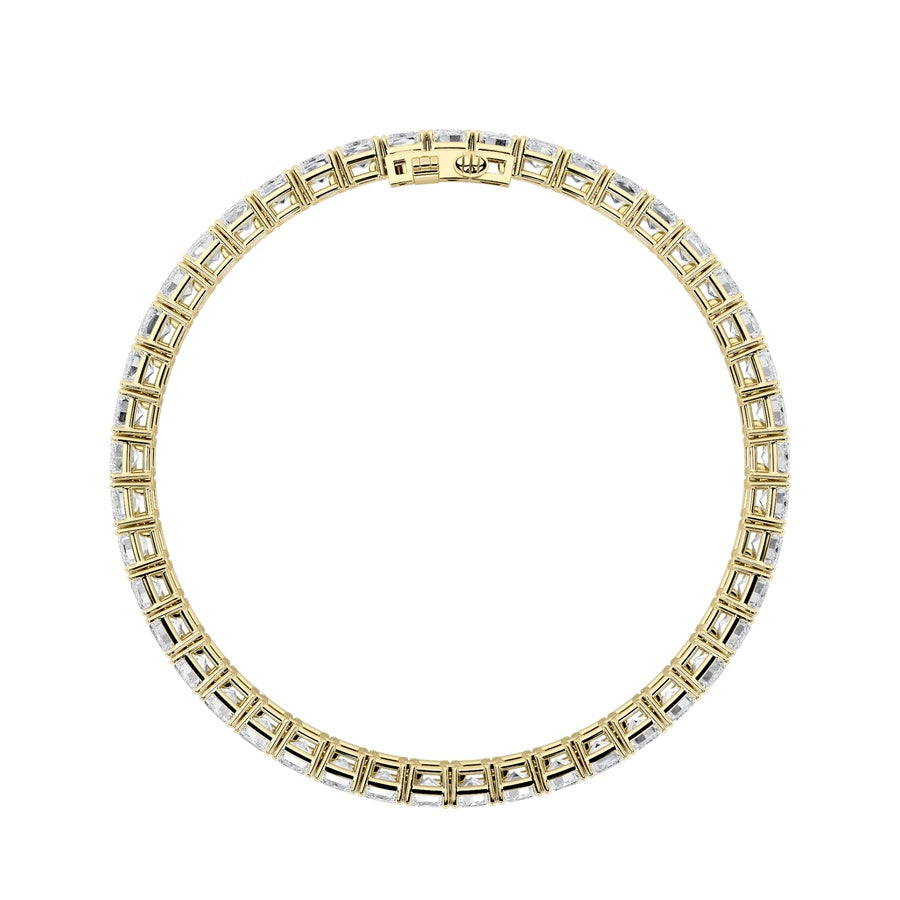 15CTW Emerald Shaped Lab Grown Diamond North South Bracelet in 14K Gold (F/VS)