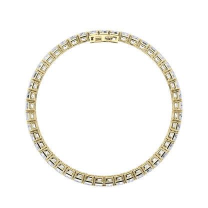 15CTW Emerald Shaped Lab Grown Diamond North South Bracelet in 14K Gold (F/VS)