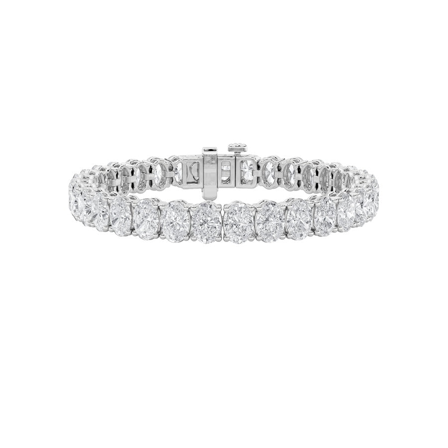 15CTW Oval Shaped Lab Grown Diamond North South Bracelet in 14K Gold (F/VS)