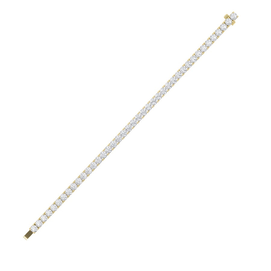 10CTW Round Shaped Lab Grown Diamond Tennis Bracelet in 14K Gold (F/VS)