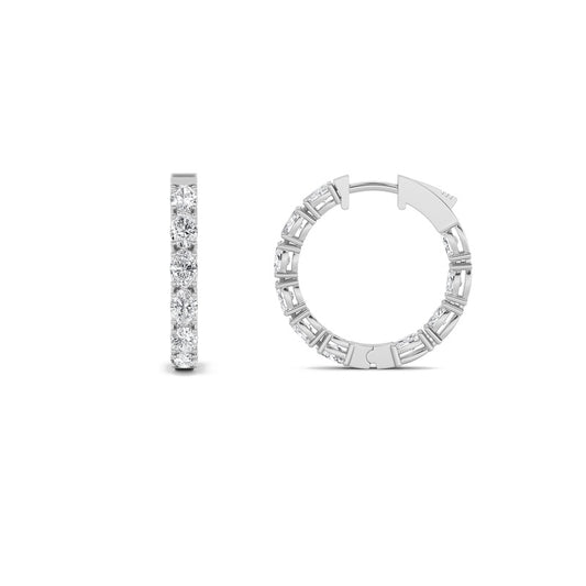 4CTW Oval Shaped Lab Grown Diamond (F/VS) Inside Out Hoop Earrings in 14K Gold