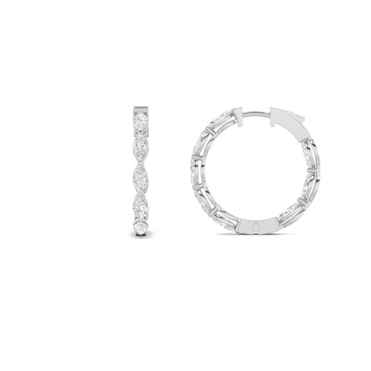 4CTW Marquise Shaped Lab Grown Diamond (F/VS) Inside Out Hoop Earrings in 14K Gold