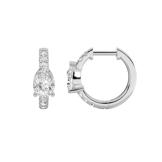 1.5CTW Pear Shaped Lab Grown Diamond (F/VS) Earring in 14K White Gold