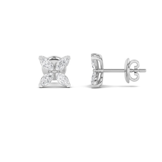 1.5CTW Marquise Shaped Lab Grown Diamond (G/VS) Flower Earrings in 14K Gold