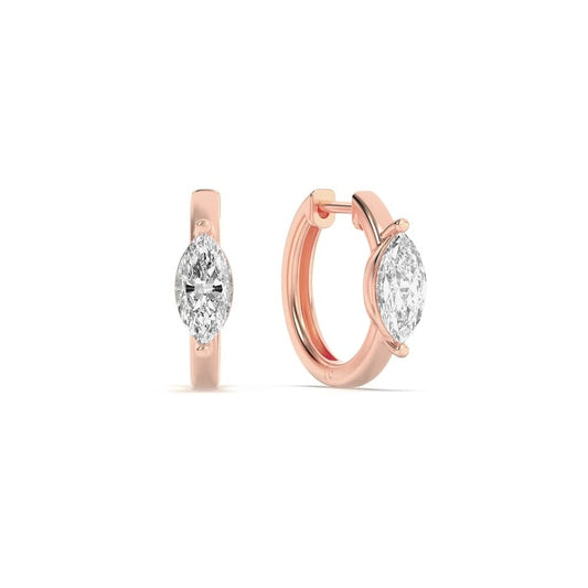 3.25CTW Marquise Shaped Lab Grown Diamond (F/VS) Solitaire Huggie Earrings in 14K Gold