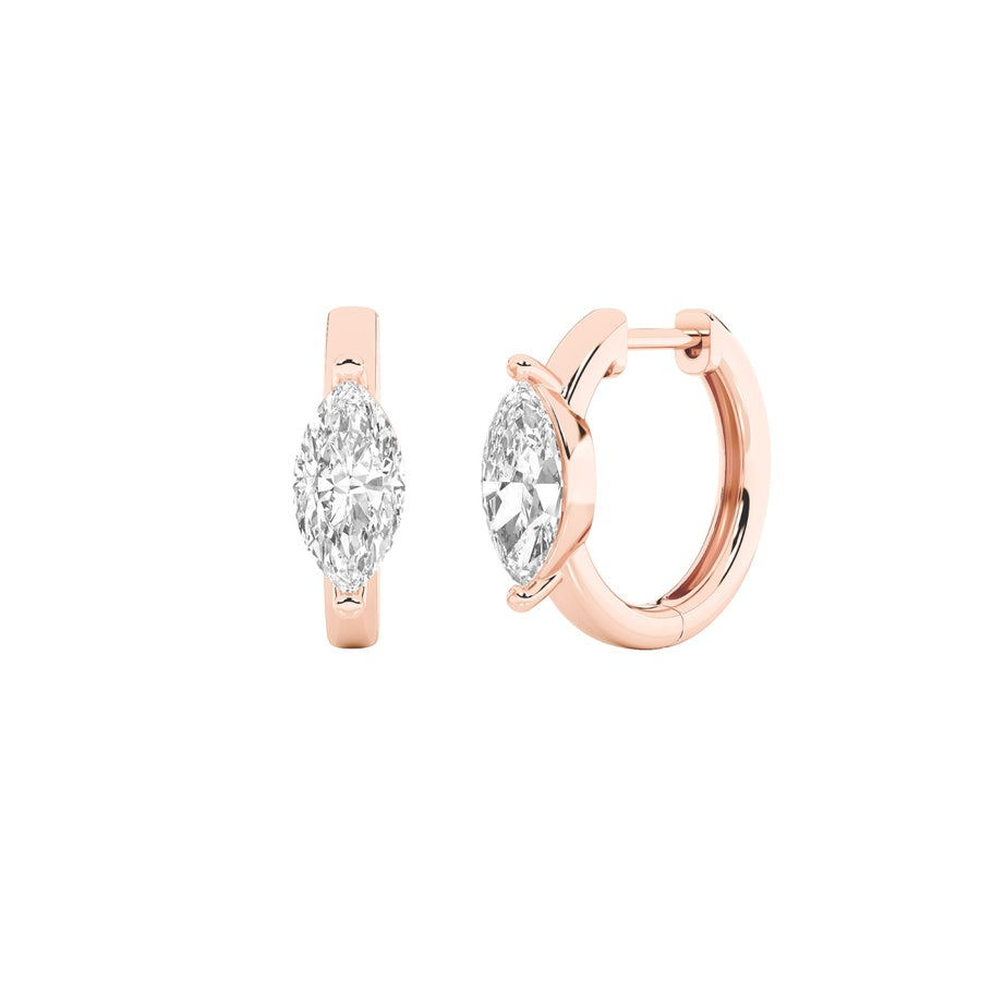 3.25CTW Marquise Shaped Lab Grown Diamond (F/VS) Solitaire Huggie Earrings in 14K Gold