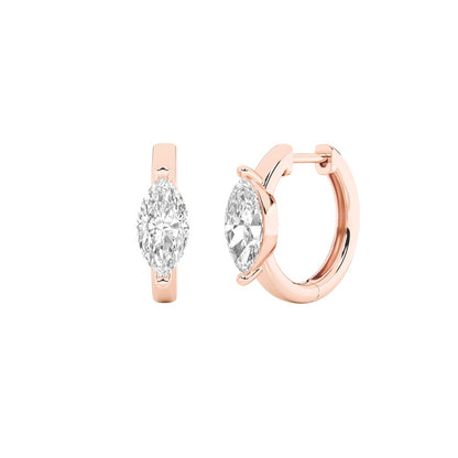 3.25CTW Marquise Shaped Lab Grown Diamond (F/VS) Solitaire Huggie Earrings in 14K Gold