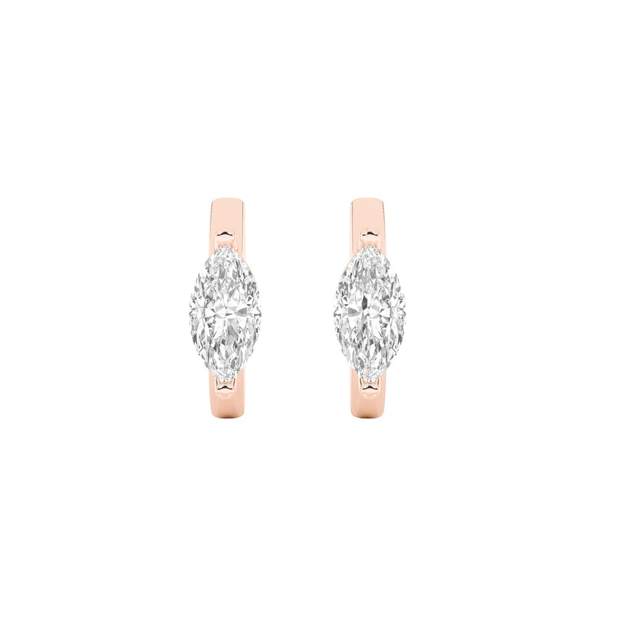 3.25CTW Marquise Shaped Lab Grown Diamond (F/VS) Solitaire Huggie Earrings in 14K Gold