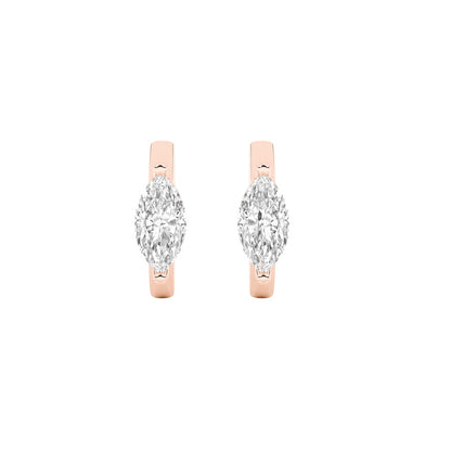 3.25CTW Marquise Shaped Lab Grown Diamond (F/VS) Solitaire Huggie Earrings in 14K Gold