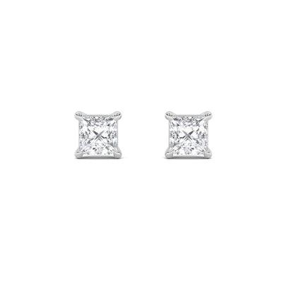 6CTW Princess Shaped Lab Grown Diamond (F/VS) Classic Basket Set Stud Earrings in 14K Gold