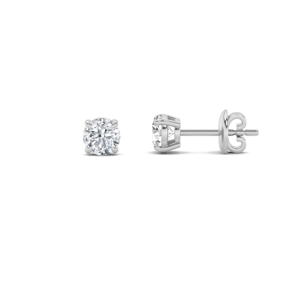 1CTW Round Shaped Lab Grown Diamond (F/VS) Classic Basket Set Stud Earrings in 14K Gold