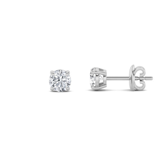 4CTW Round Shaped Lab Grown Diamond (F/VS) Classic Basket Set Stud Earrings in 14K Gold
