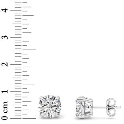 5CTW Round Shaped Lab Grown Diamond (F/VS) Classic Basket Set Stud Earrings in 14K Gold