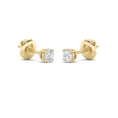 5CTW Round Shaped Lab Grown Diamond (F/VS) Classic Basket Set Stud Earrings in 14K Gold
