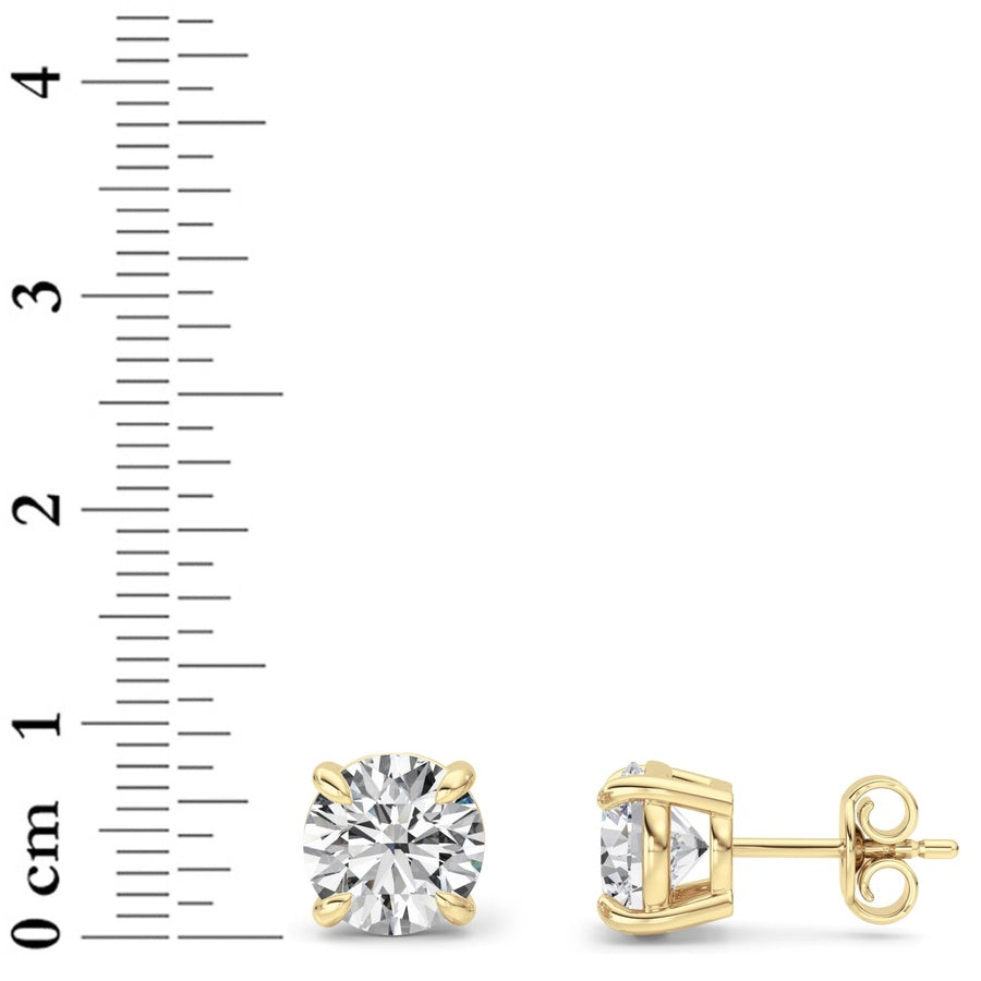 5CTW Round Shaped Lab Grown Diamond (F/VS) Classic Basket Set Stud Earrings in 14K Gold