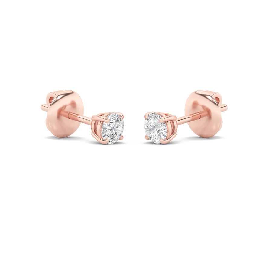 5CTW Round Shaped Lab Grown Diamond (F/VS) Classic Basket Set Stud Earrings in 14K Gold