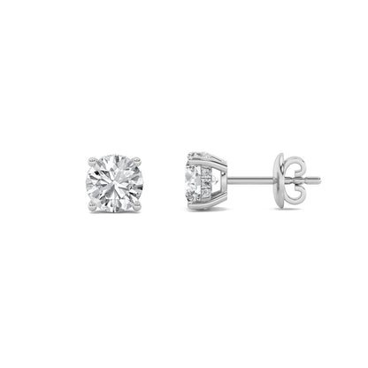 1CTW Round Shaped Lab Grown Diamond (F/VS) Hidden Halo Stud Earrings in 14K Gold