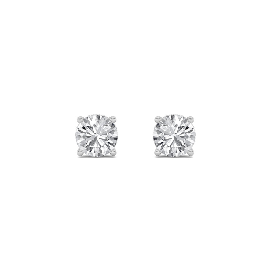 1CTW Round Shaped Lab Grown Diamond (F/VS) Hidden Halo Stud Earrings in 14K Gold
