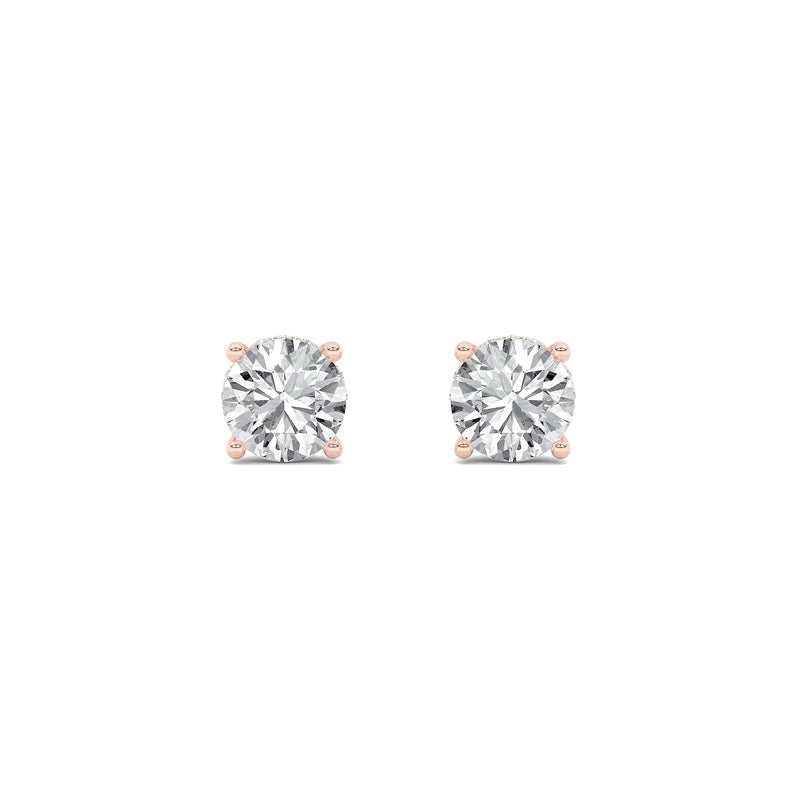 2CTW Round Shaped Lab Grown Diamond (F/VS) Hidden Halo Stud Earrings in 14K Gold