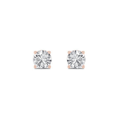 2CTW Round Shaped Lab Grown Diamond (F/VS) Hidden Halo Stud Earrings in 14K Gold