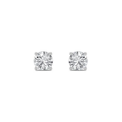 3CTW Round Shaped Lab Grown Diamond (F/VS) Hidden Halo Stud Earrings in 14K Gold