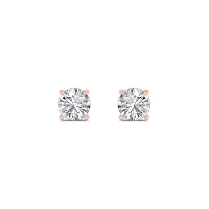 3CTW Round Shaped Lab Grown Diamond (F/VS) Hidden Halo Stud Earrings in 14K Gold