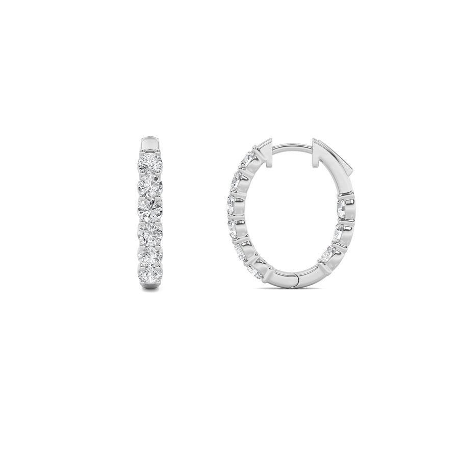 3CTW Round Shaped Lab Grown Diamond (F/VS) Inside Out Hoop Earrings in 14K Gold